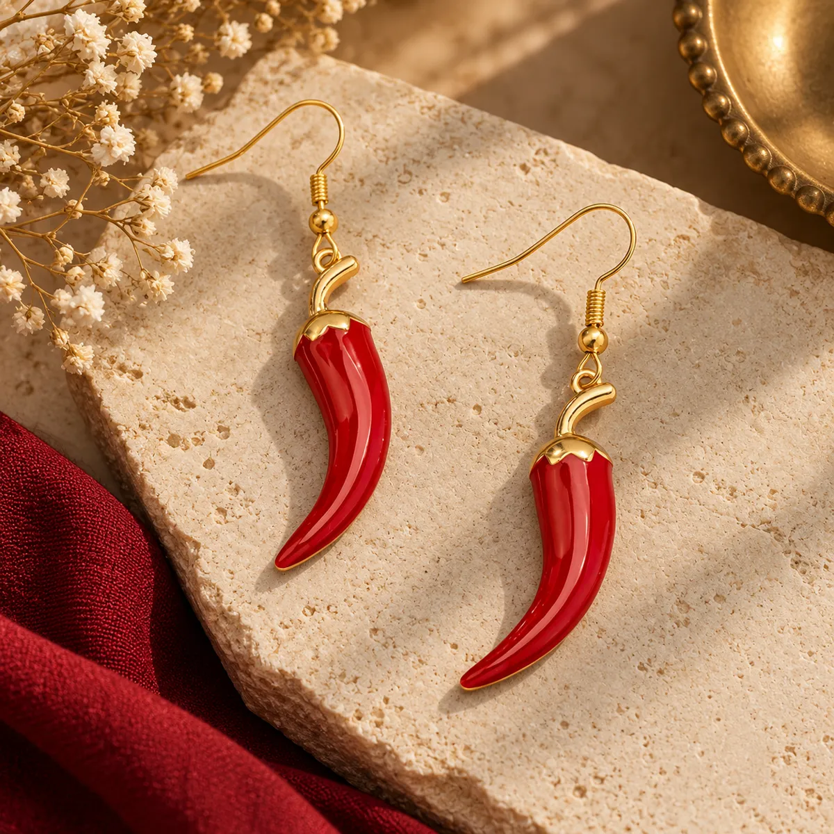 Red Hot Girl Chili Drop Earrings